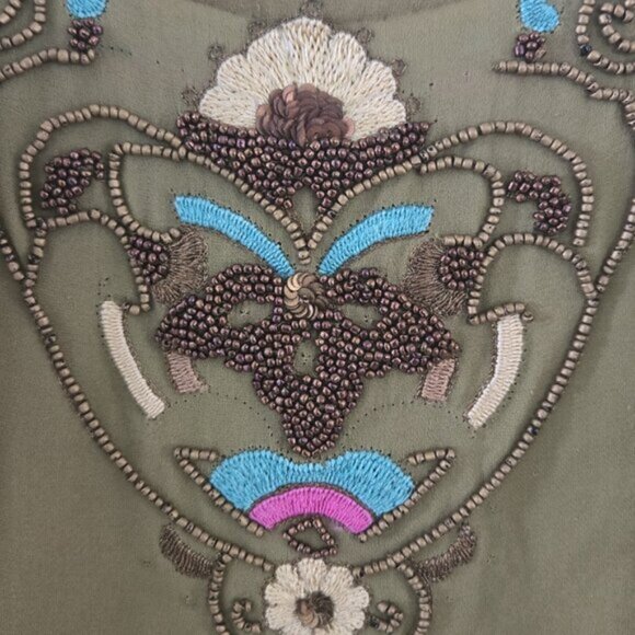 Matthew Williamson Beaded Green Sleeveless Tank Top Size 8 Small b170 - Picture 4 of 11